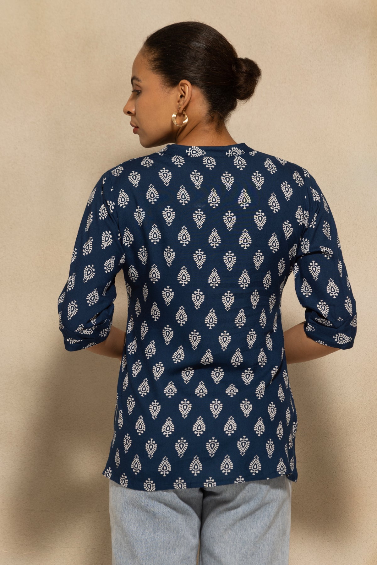 Navy Blue Printed Top