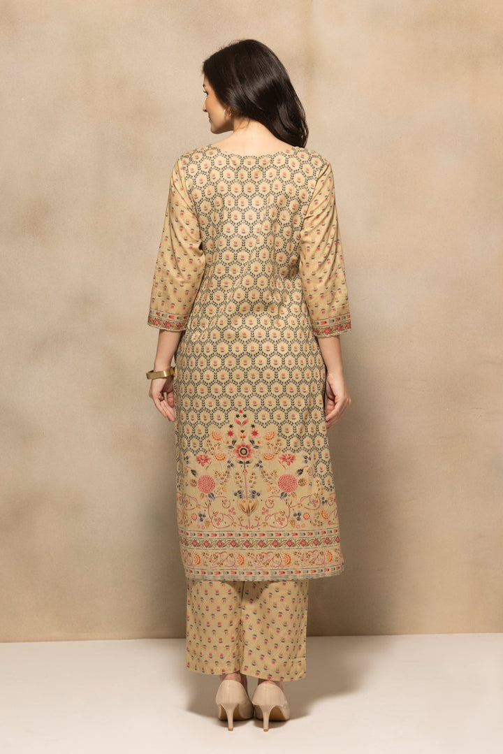 Green Floral Printed Kurta 3 Pcs Set
