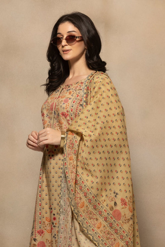 Green Floral Printed Kurta 3 Pcs Set
