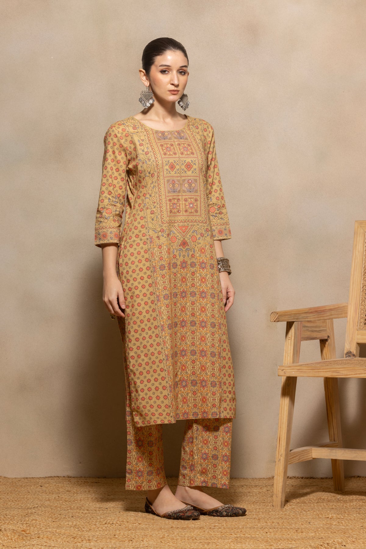Green Abstract Printed Kurta 3 Pcs Set