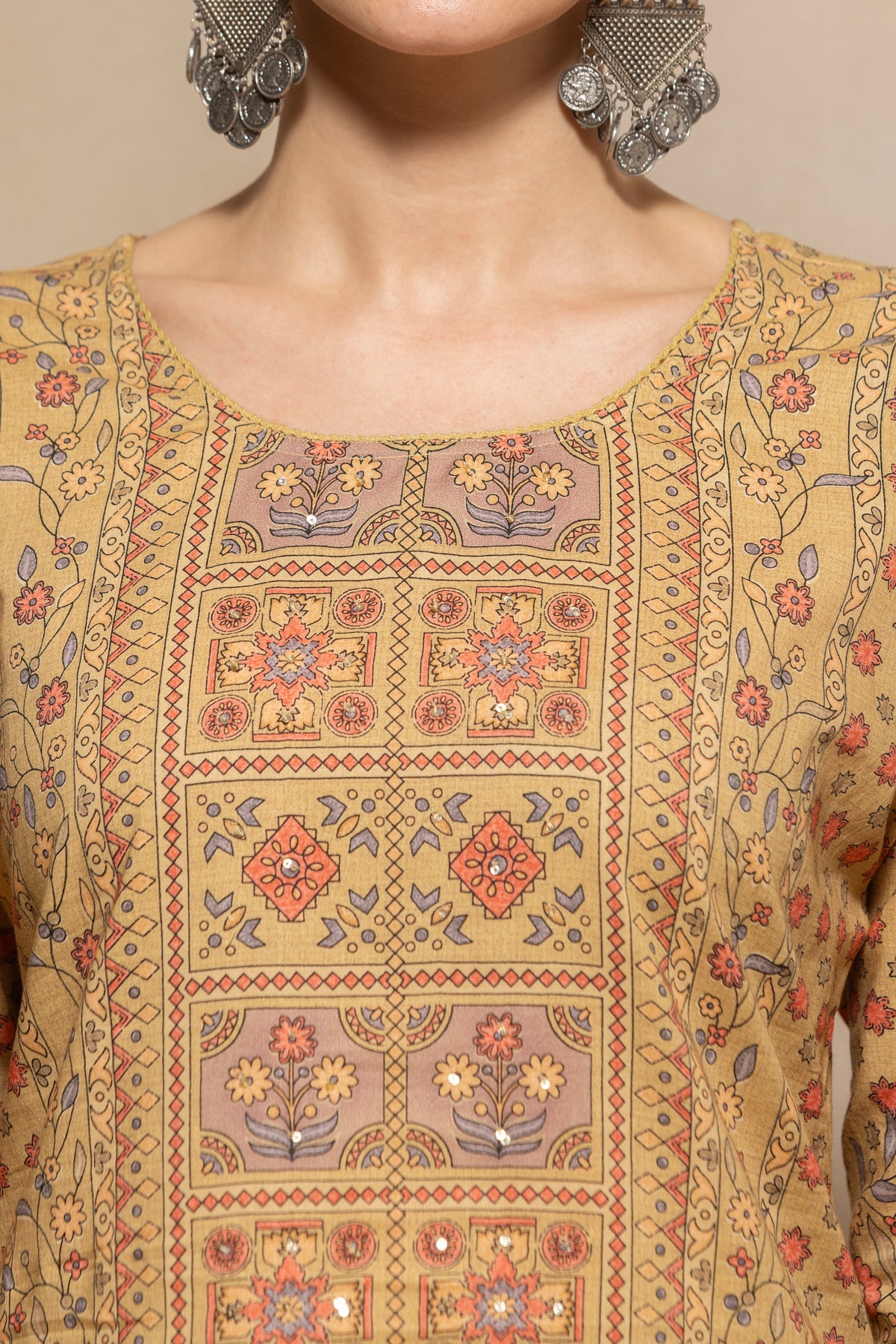 Green Abstract Printed Kurta 3 Pcs Set