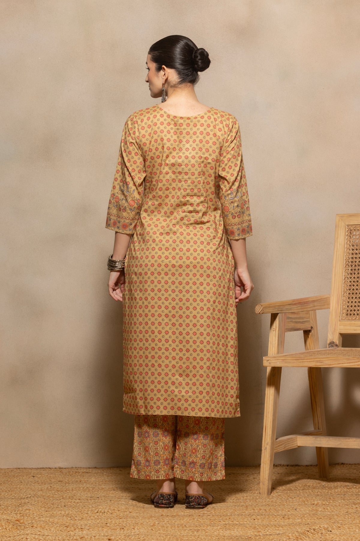 Green Abstract Printed Kurta 3 Pcs Set