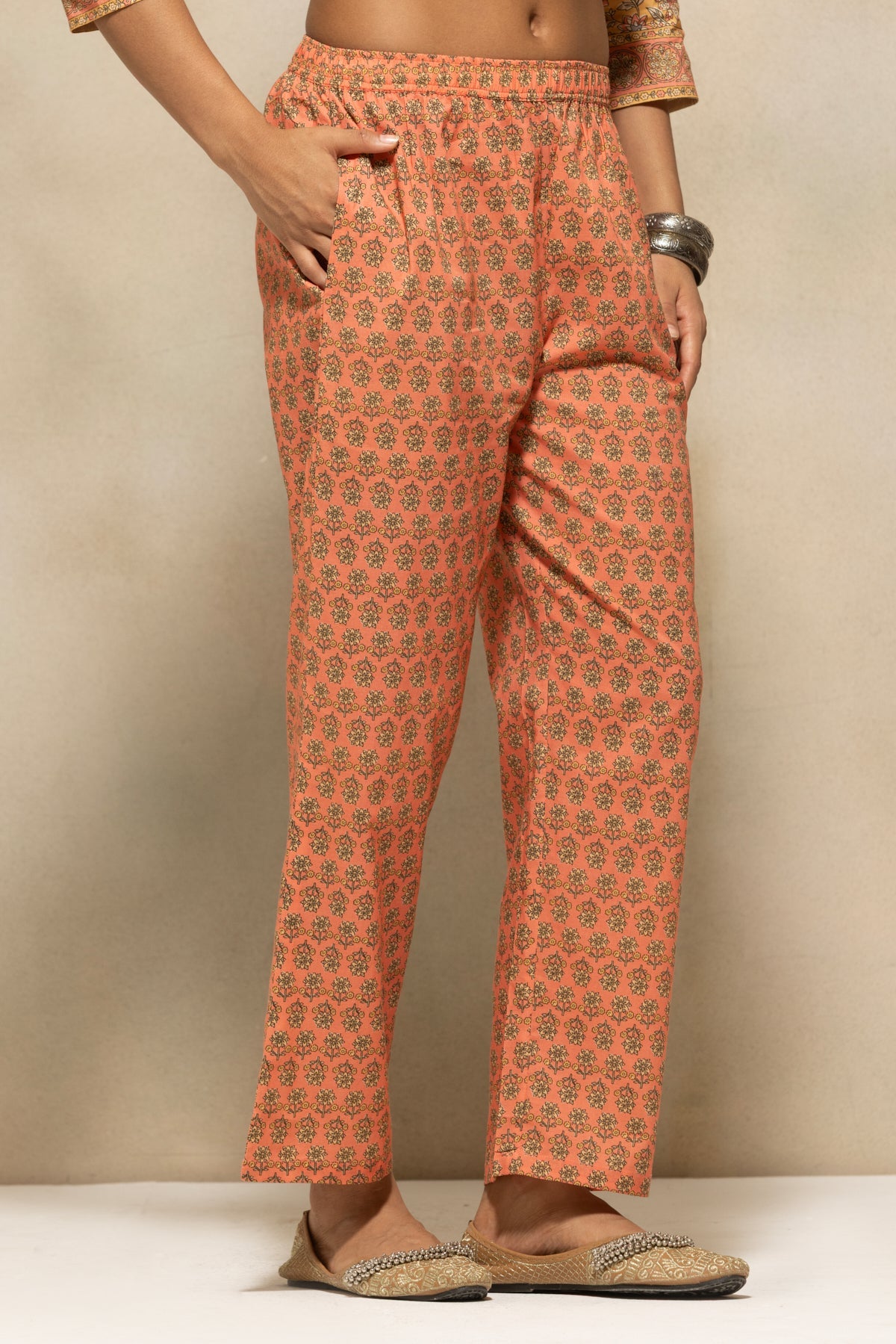Mustard Printed Kurta 3 Pcs Set