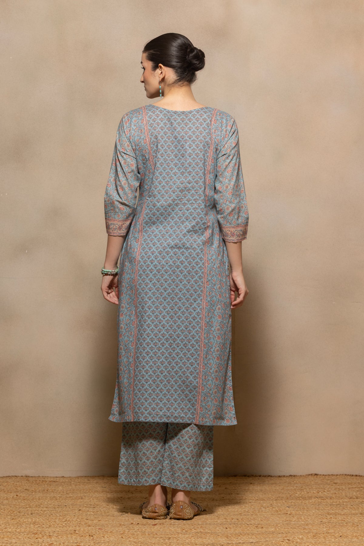 Blue Printed Kurta 2 Pcs Set