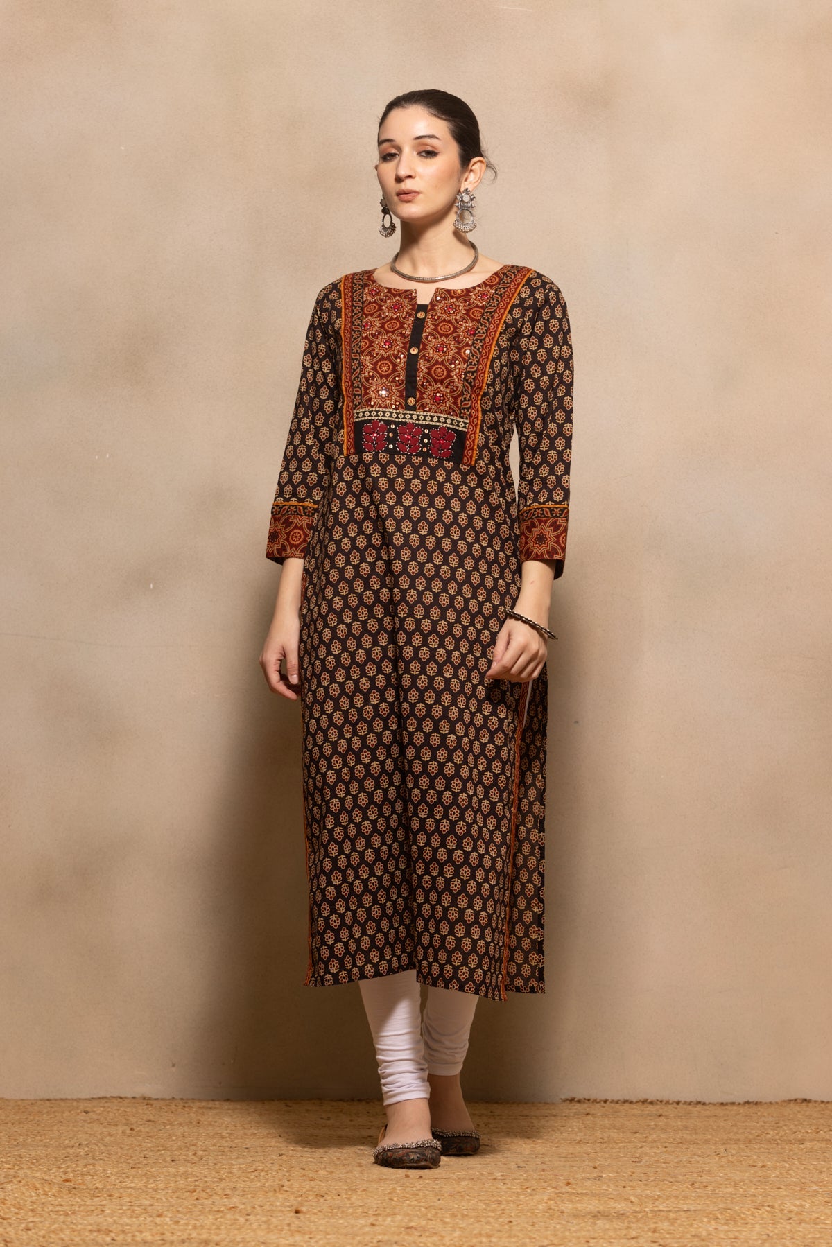 Brown Printed Kurta