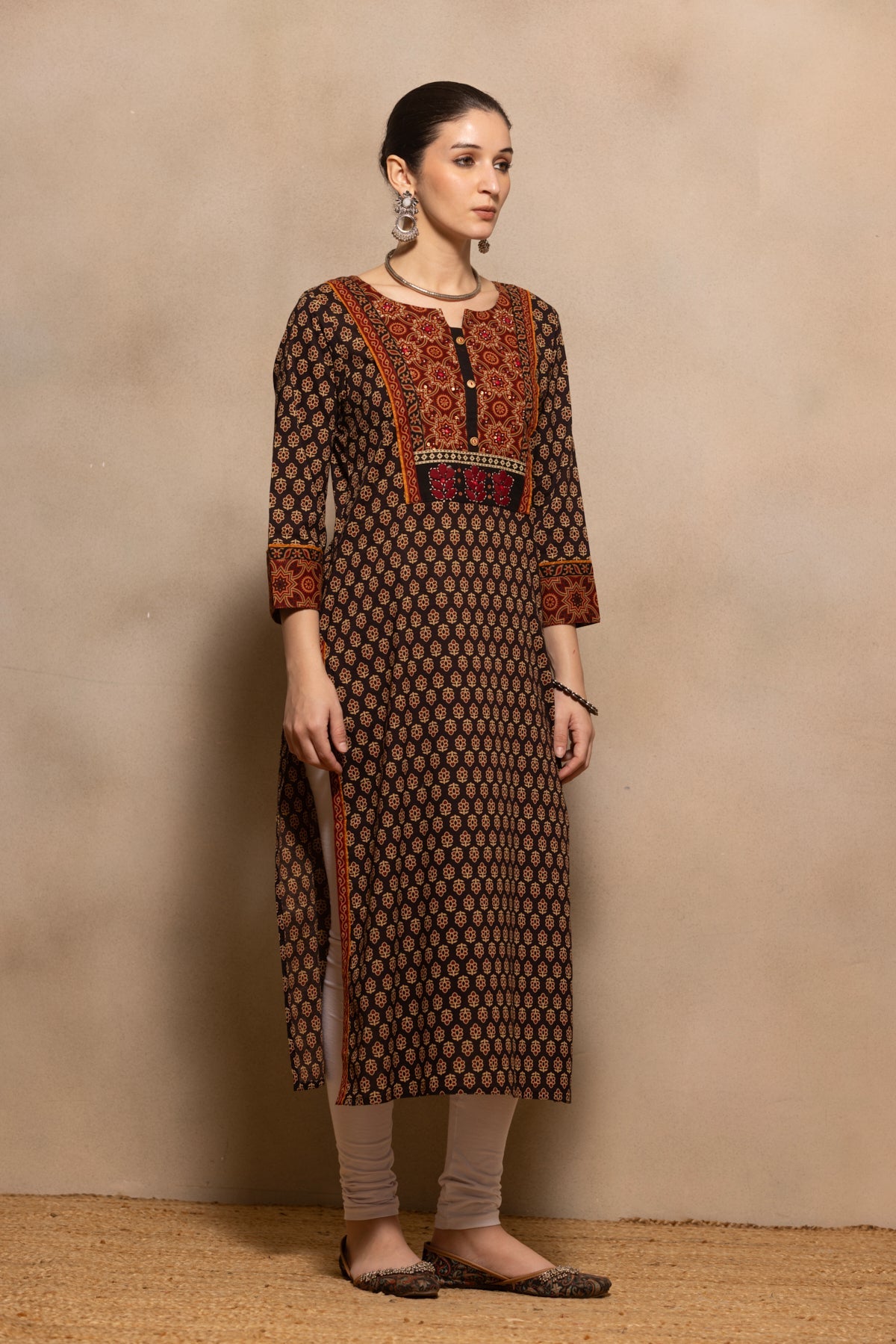 Brown Printed Kurta