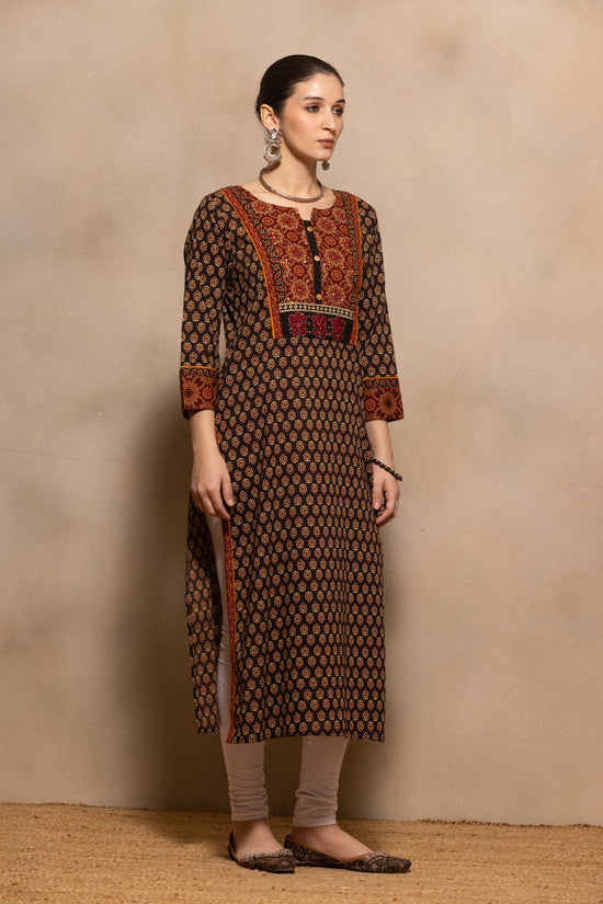 Brown Printed Kurta