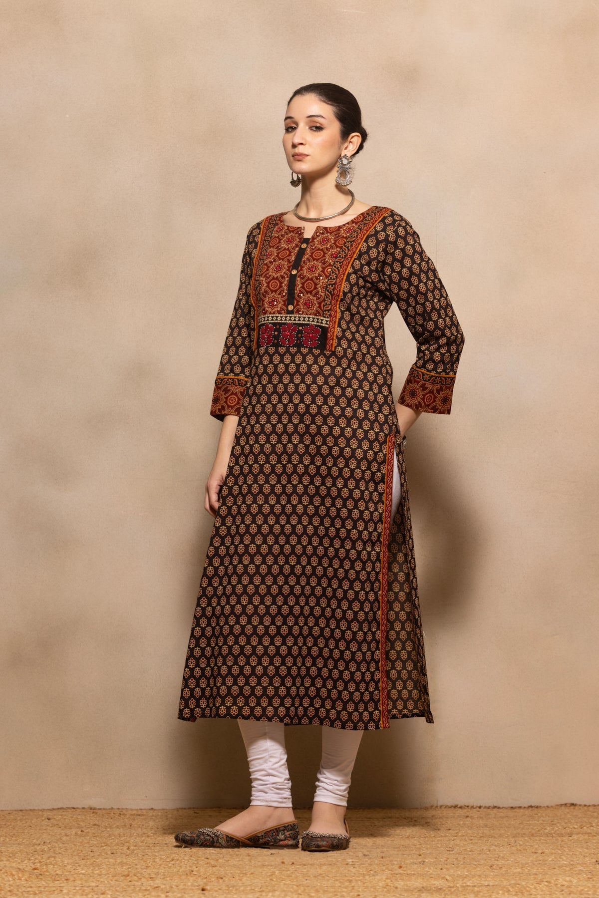 Brown Printed Kurta