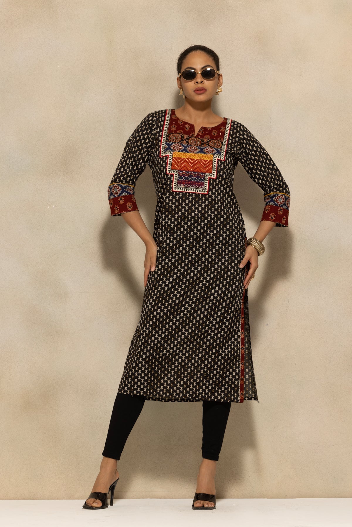 Black Printed Kurta