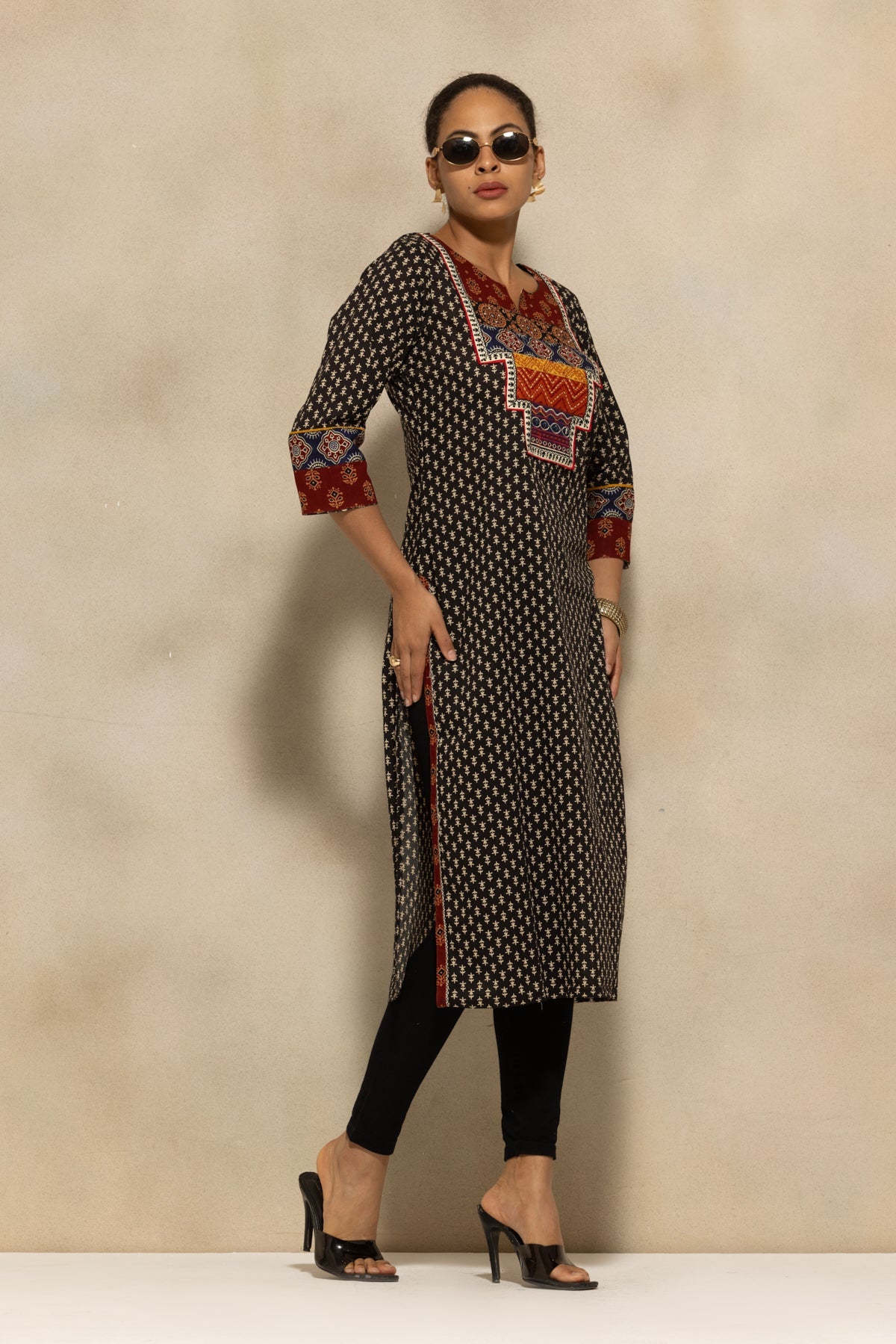 Black Printed Kurta