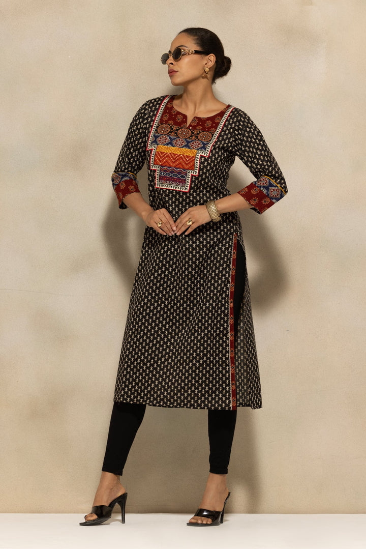 Black Printed Kurta