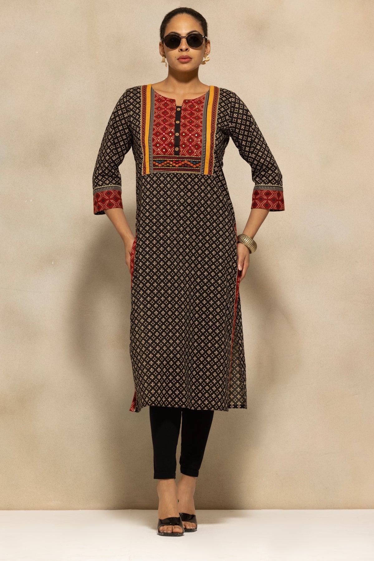 Black Printed Kurta