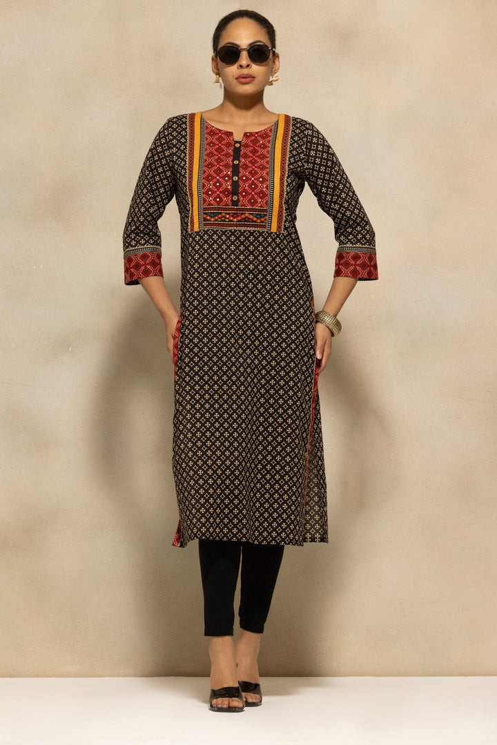 Black Printed Kurta