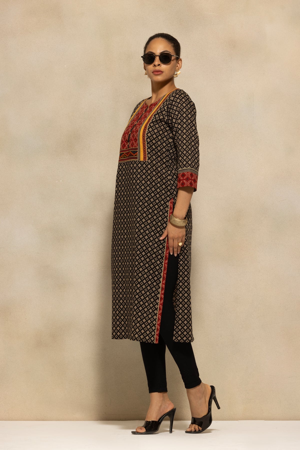Black Printed Kurta