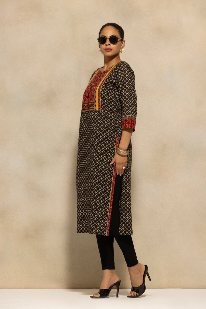 Black Printed Kurta