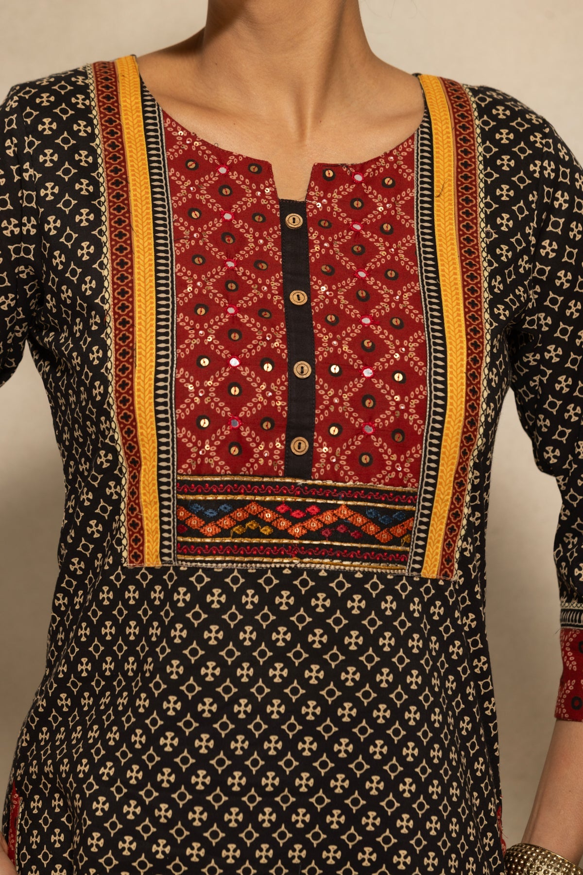 Black Printed Kurta