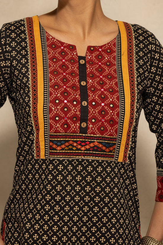 Black Printed Kurta
