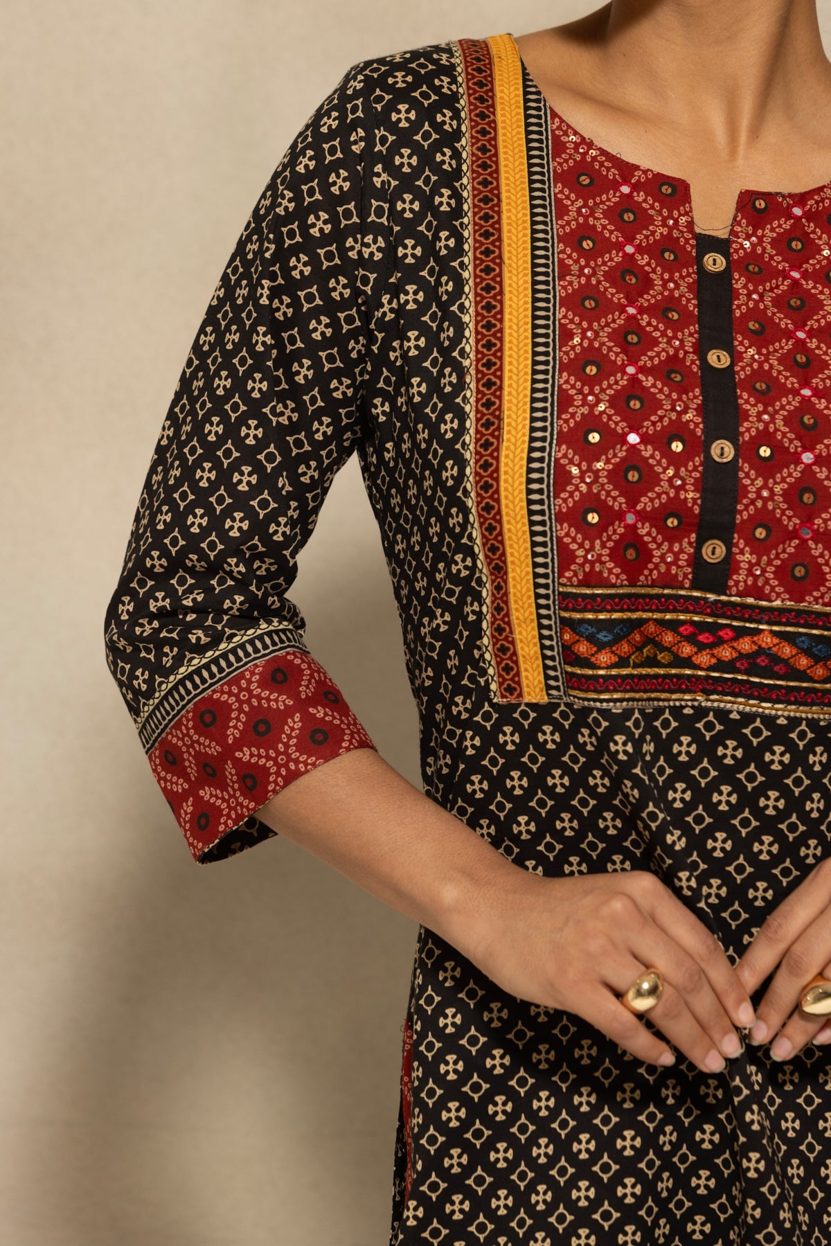 Black Printed Kurta