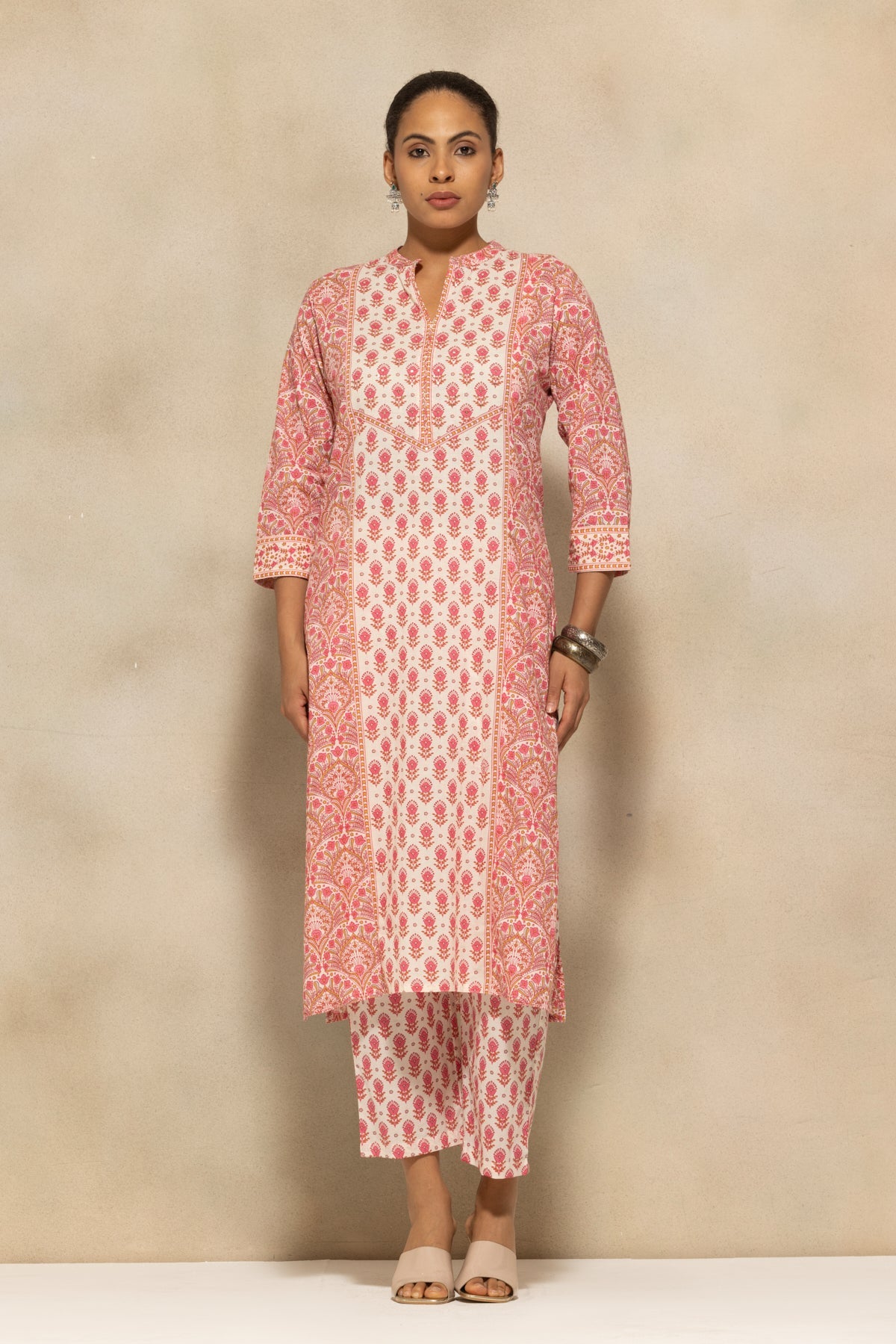 Pink Printed Kurta 2 Pcs Set