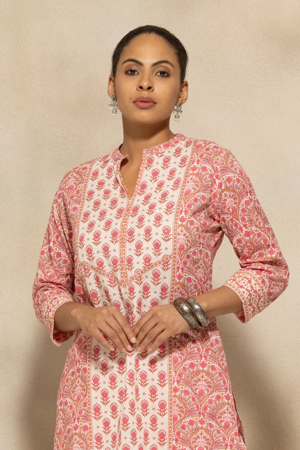 Pink Printed Kurta 2 Pcs Set