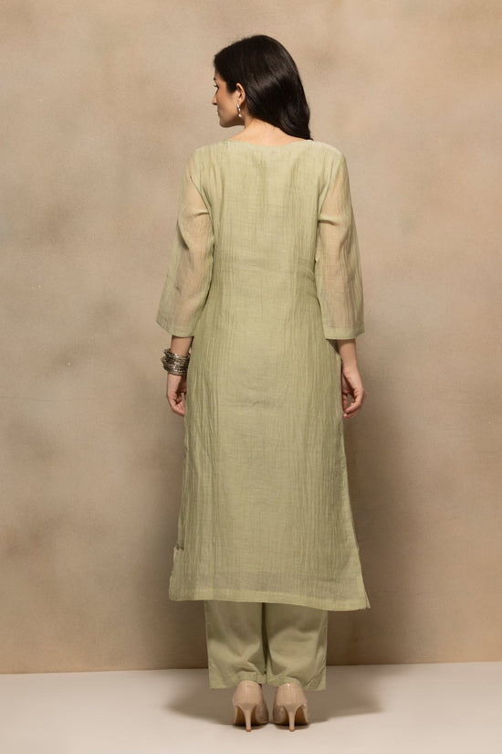 Green Stone Embroidered Kurta 3 Pcs Set
