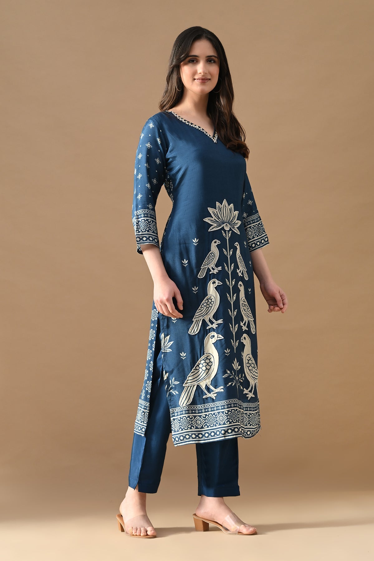 Blue Stone Embellished Kurta 3 Pcs Set