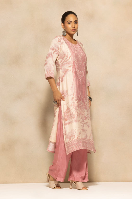 Pink Printed Kurta 3 Pcs Set