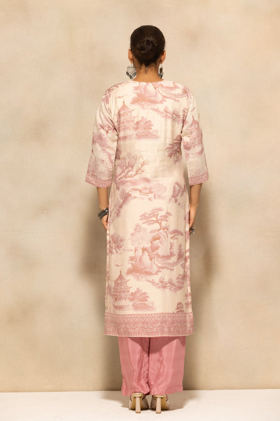 Pink Printed Kurta 3 Pcs Set