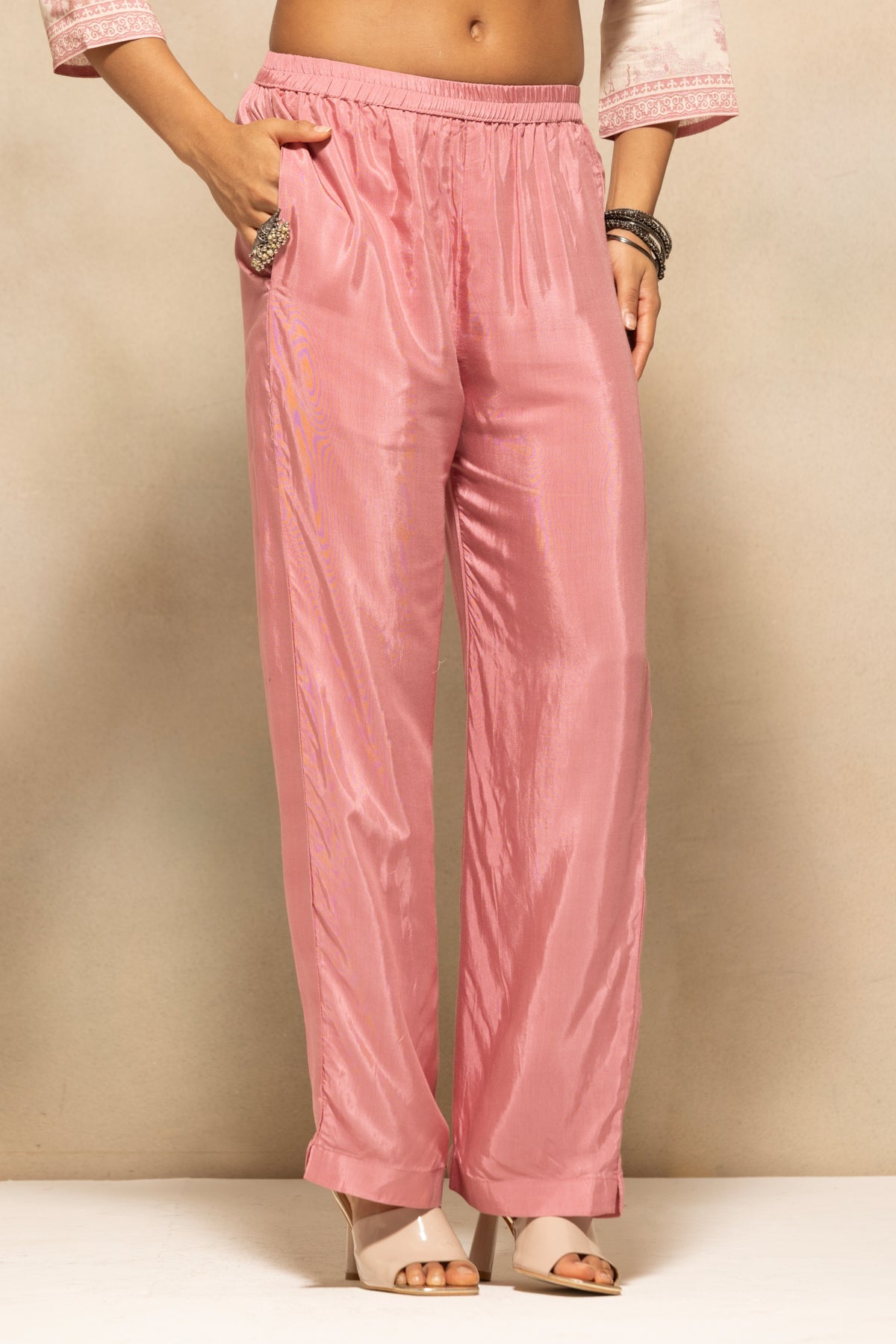 Pink Printed Kurta 3 Pcs Set