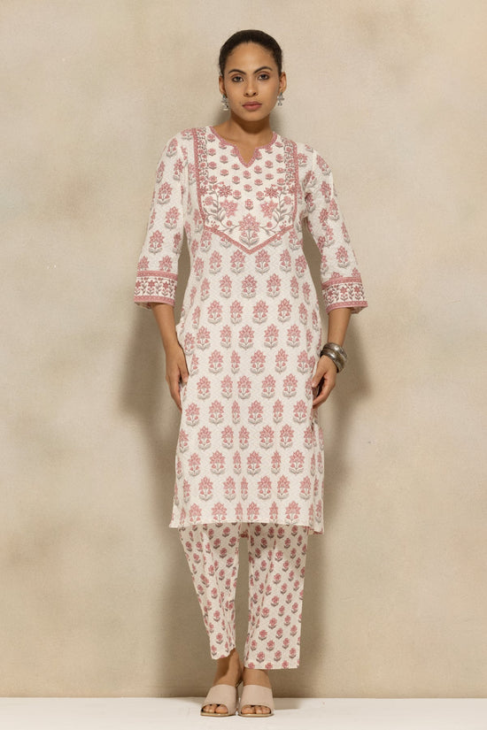 Cream Floral Printed Kurta 2 Pcs Set