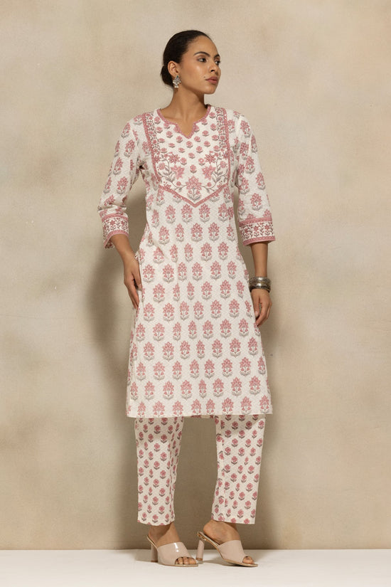 Cream Floral Printed Kurta 2 Pcs Set