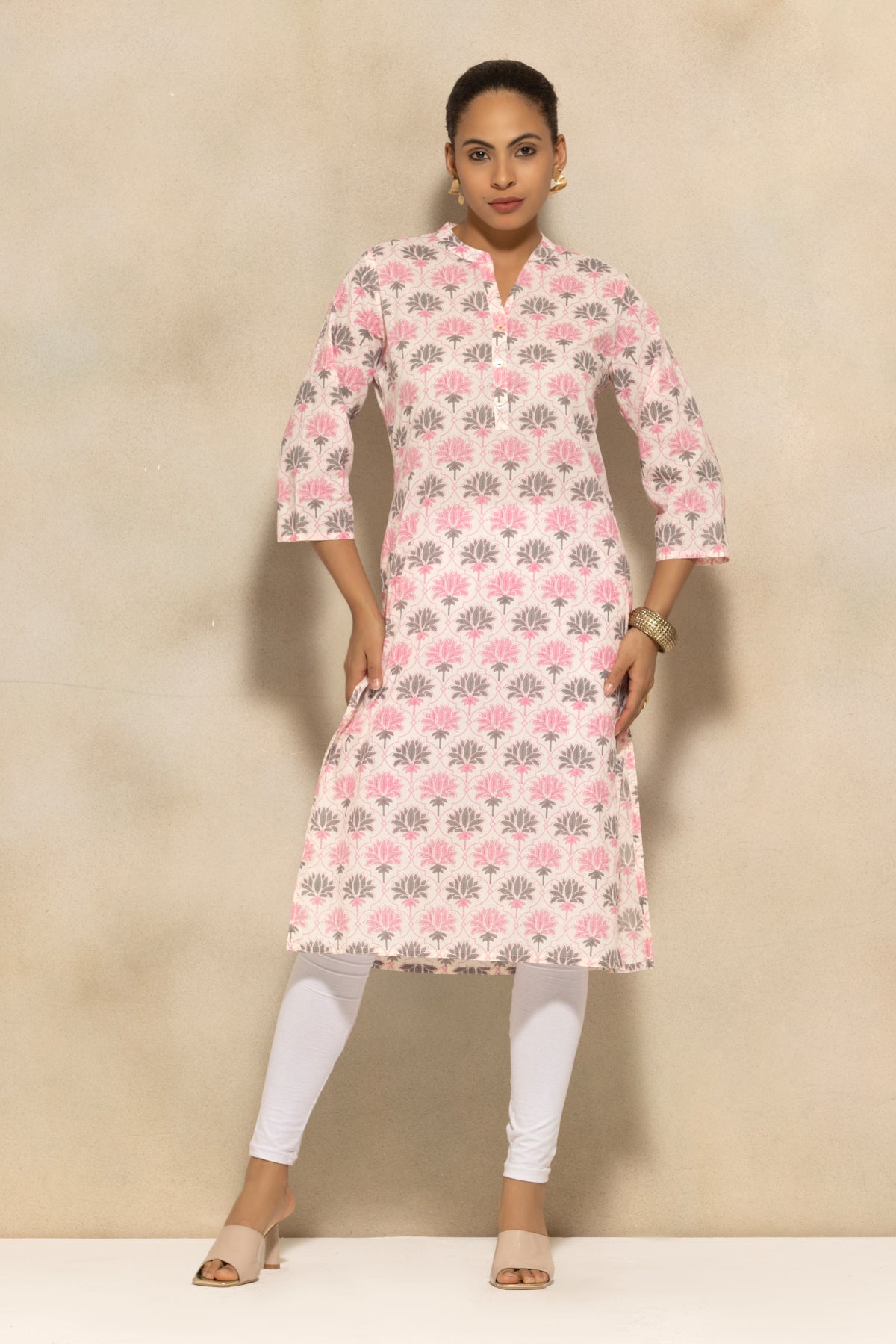 Cream Printed Kurta