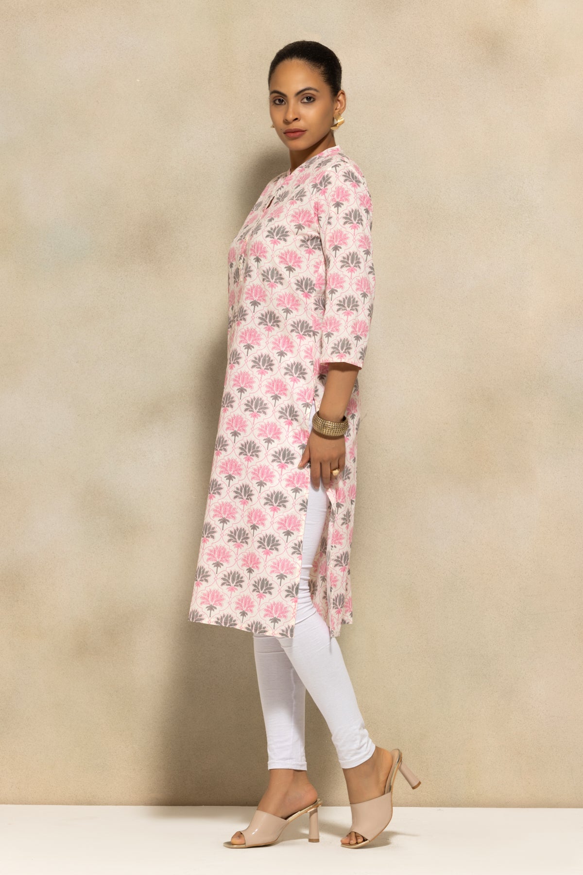 Cream Printed Kurta