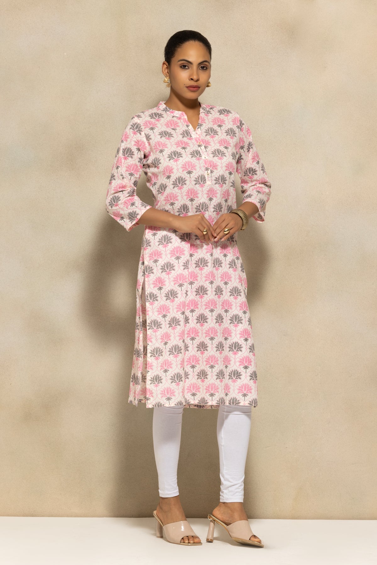 Cream Printed Kurta