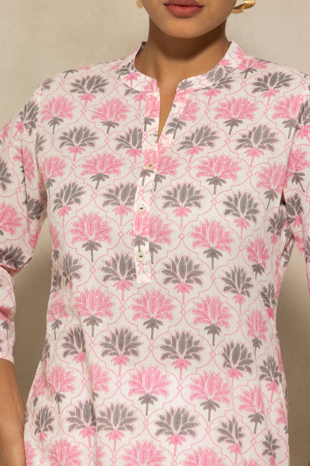 Cream Printed Kurta