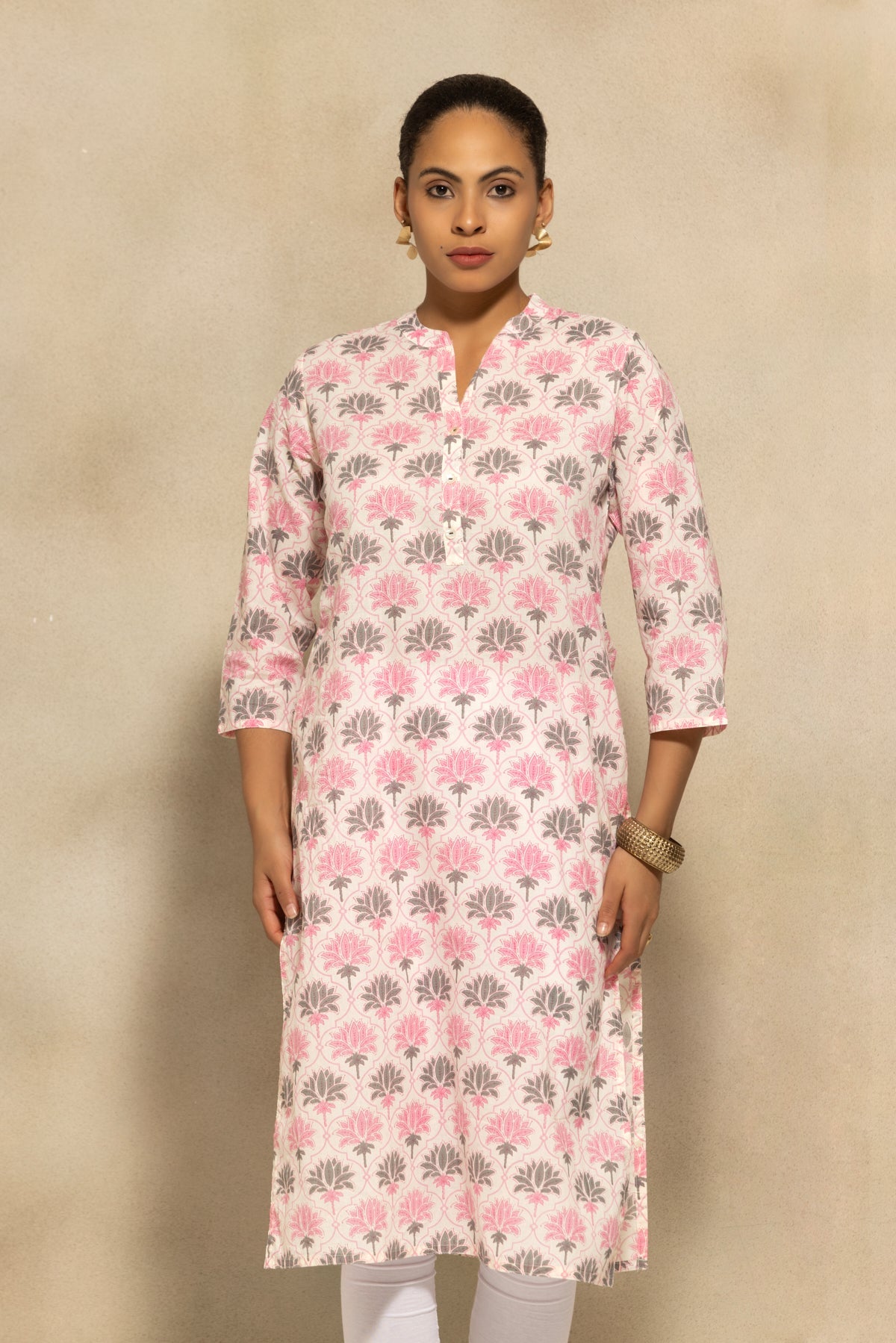 Cream Printed Kurta