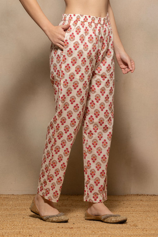 Cream Floral Printed Kurta 3 Pcs Set