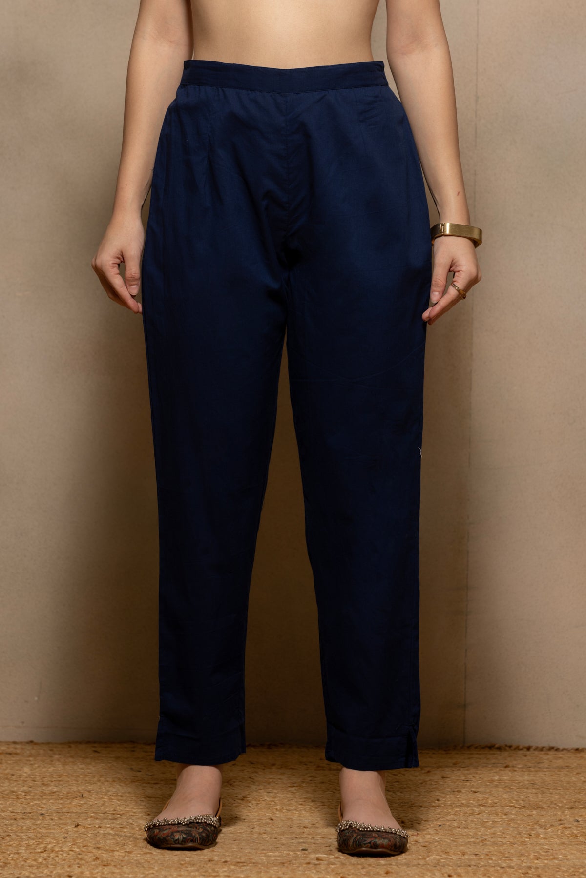 Blue Printed Flared Kurta 3 Pcs Set