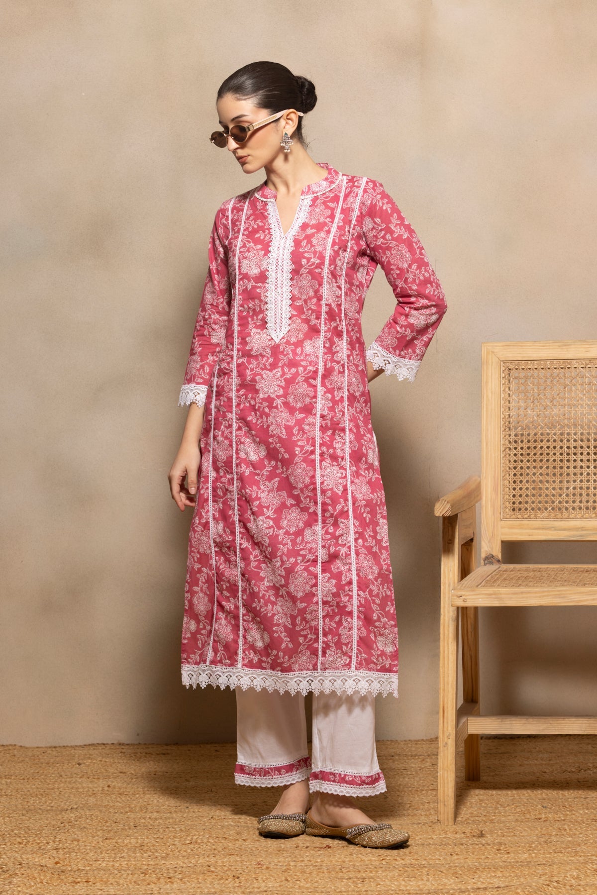 Pink Printed Kurta 2 Pcs Set