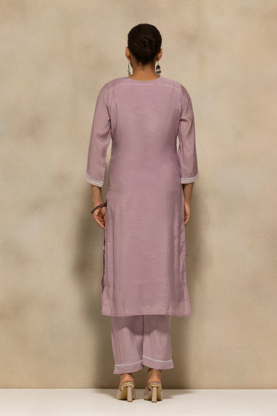 Purple Embroidered Kurta 3 Pcs Set