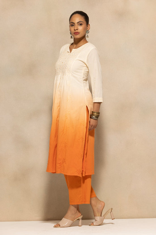 Cream Embroidered Kurta 3 Pcs Set