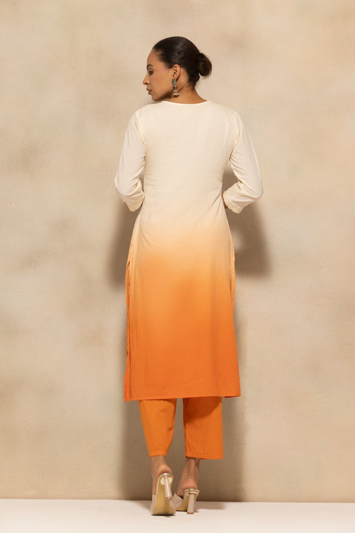 Cream Embroidered Kurta 3 Pcs Set