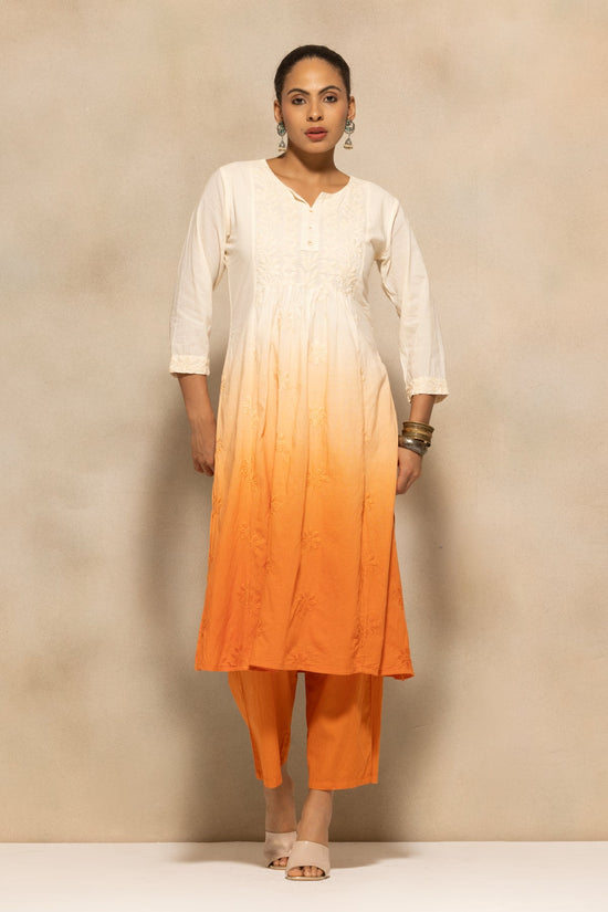 Cream Embroidered Kurta 3 Pcs Set
