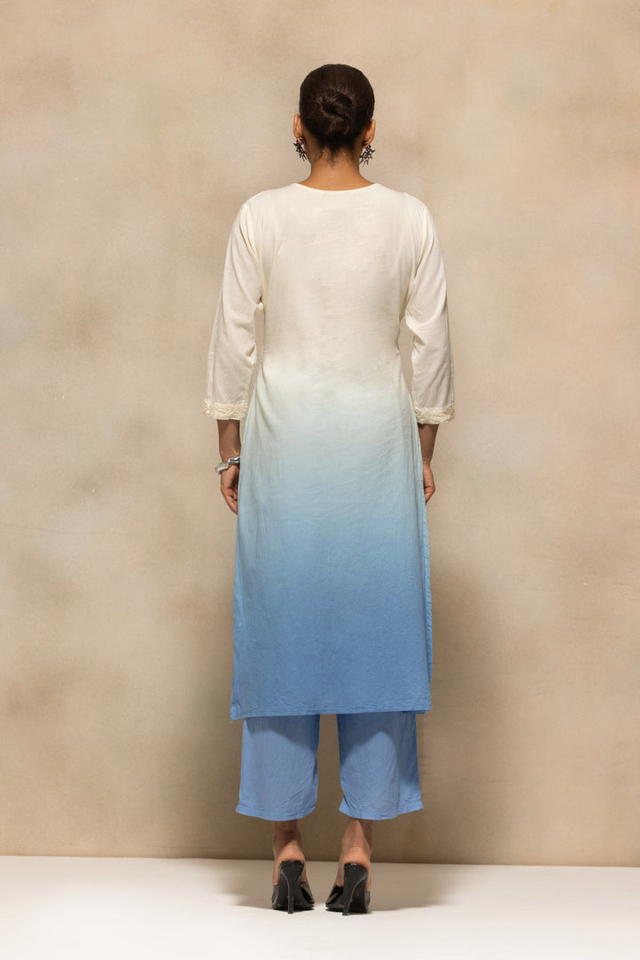 Cream Embroidered Kurta 3 Pcs Set
