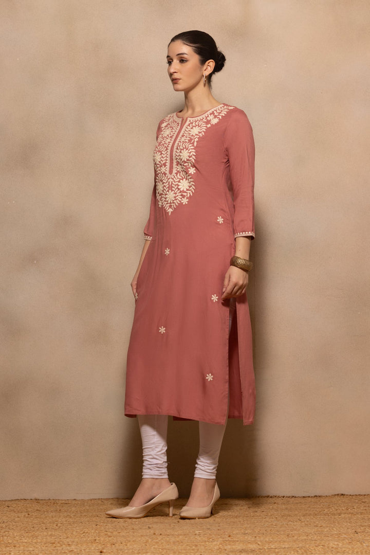 Pink Embroidered Kurta