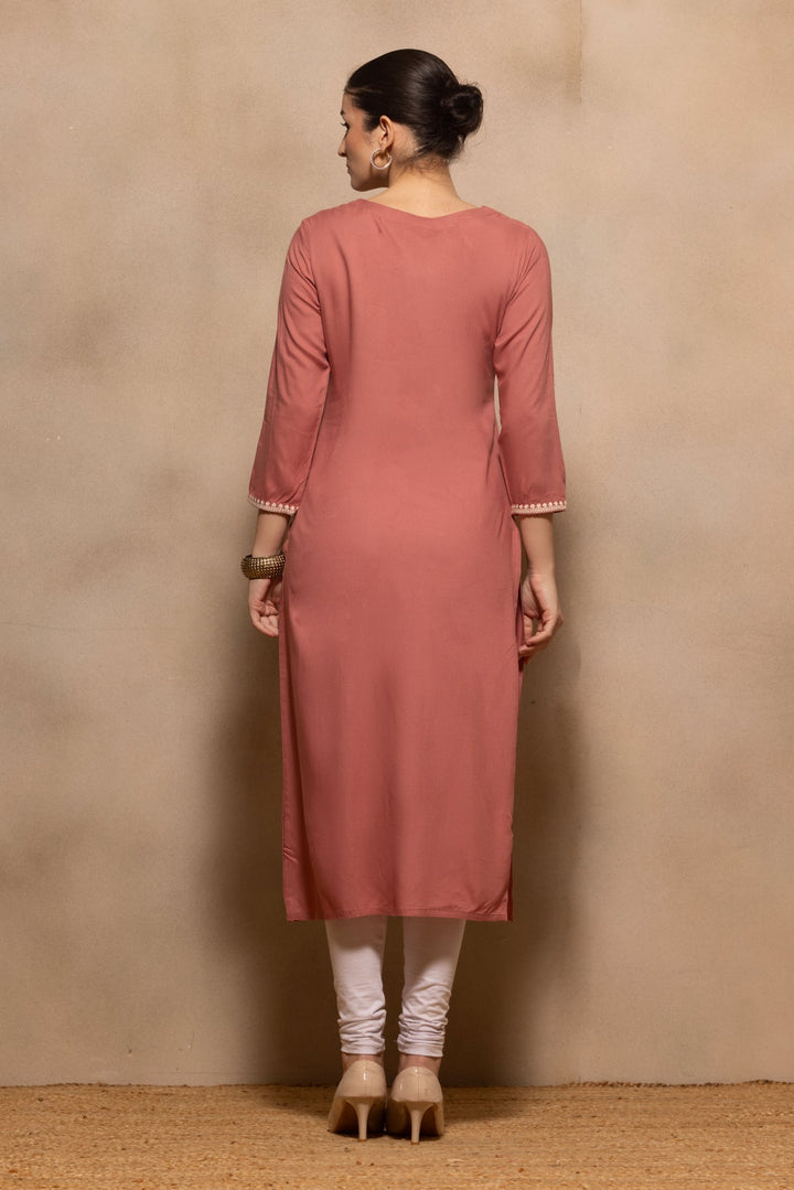 Pink Embroidered Kurta