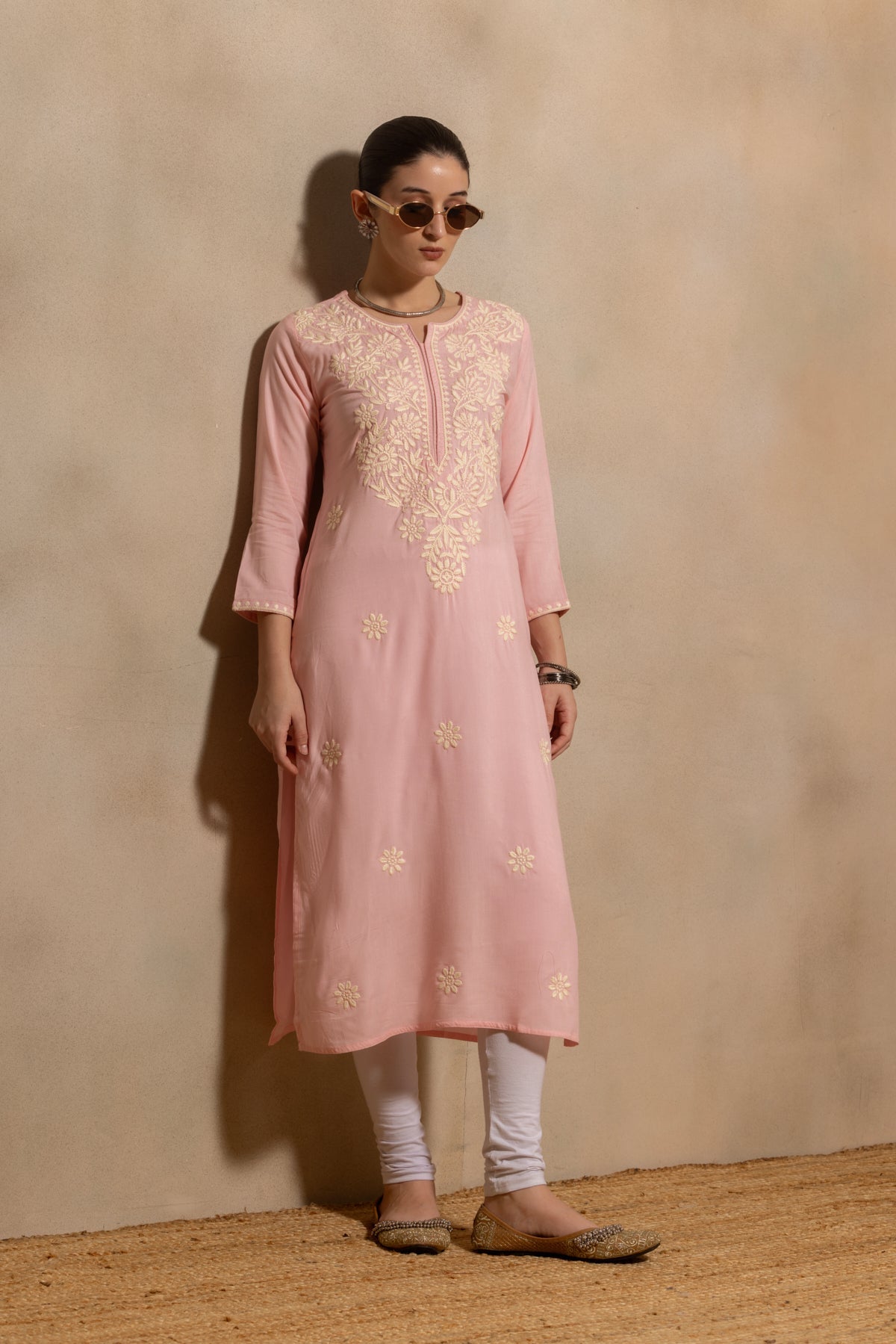 Light Pink Embroidered Kurta