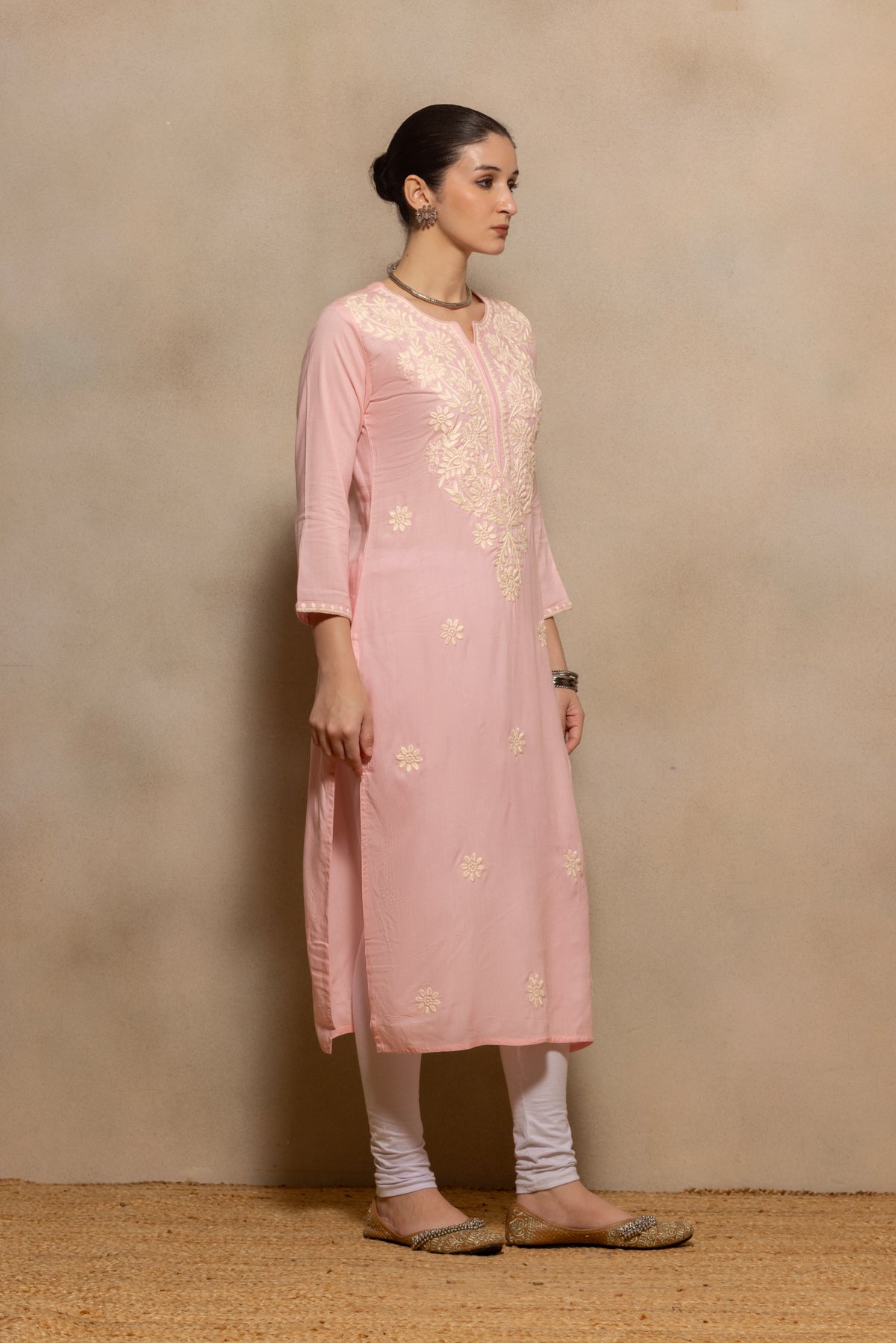 Light Pink Embroidered Kurta
