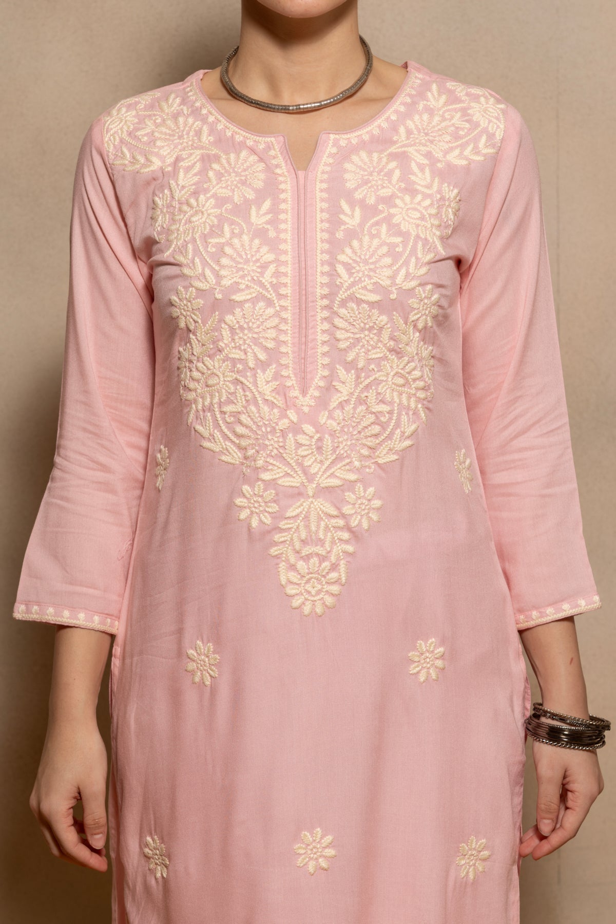 Light Pink Embroidered Kurta