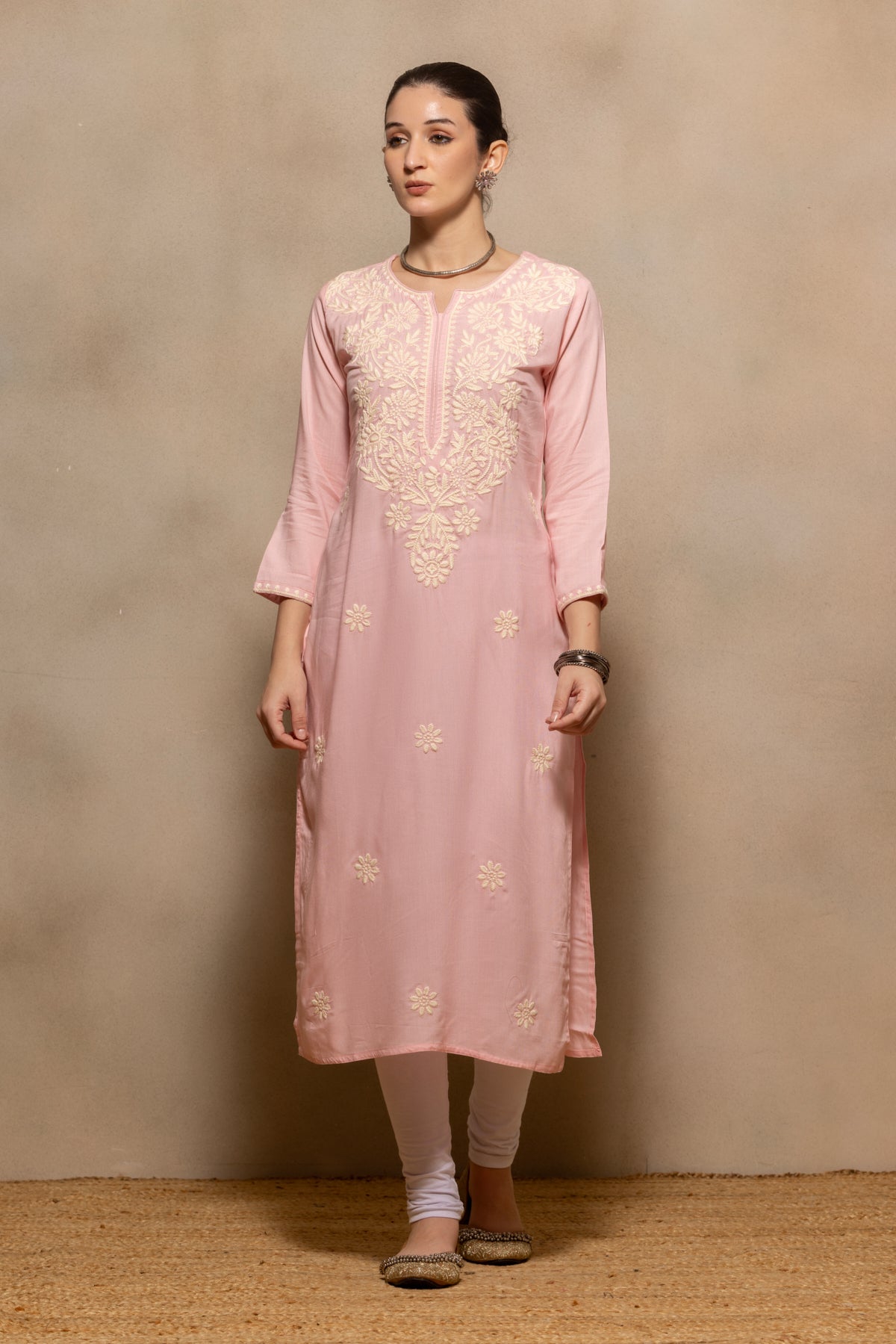 Light Pink Embroidered Kurta